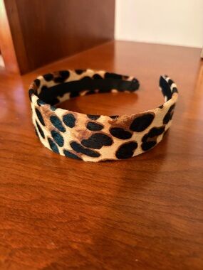 J. Crew leopard print calf hair headband wide